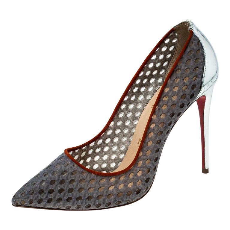 Christian Louboutin Grey Mesh So Kate Pumps Size 39 For Sale at 1stDibs