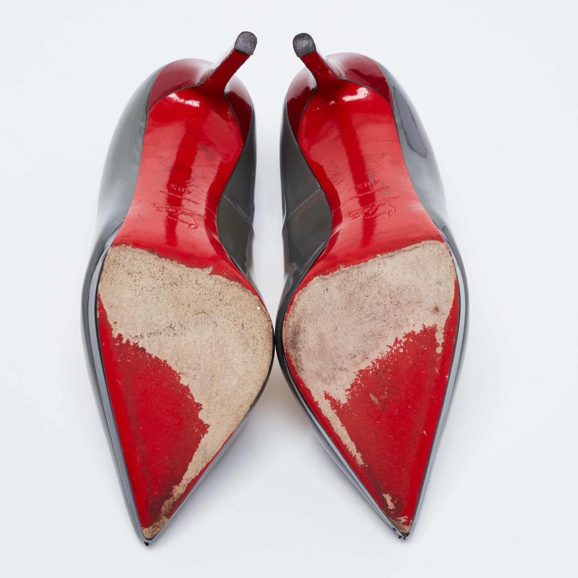Christian Louboutin Grey Patent Leather Pigalle Plato Pumps Size 40.5 1