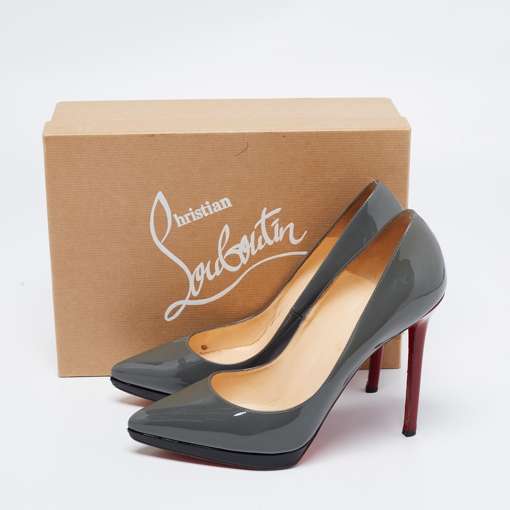 Christian Louboutin Grey Patent Leather Pigalle Plato Pumps Size 40.5 5