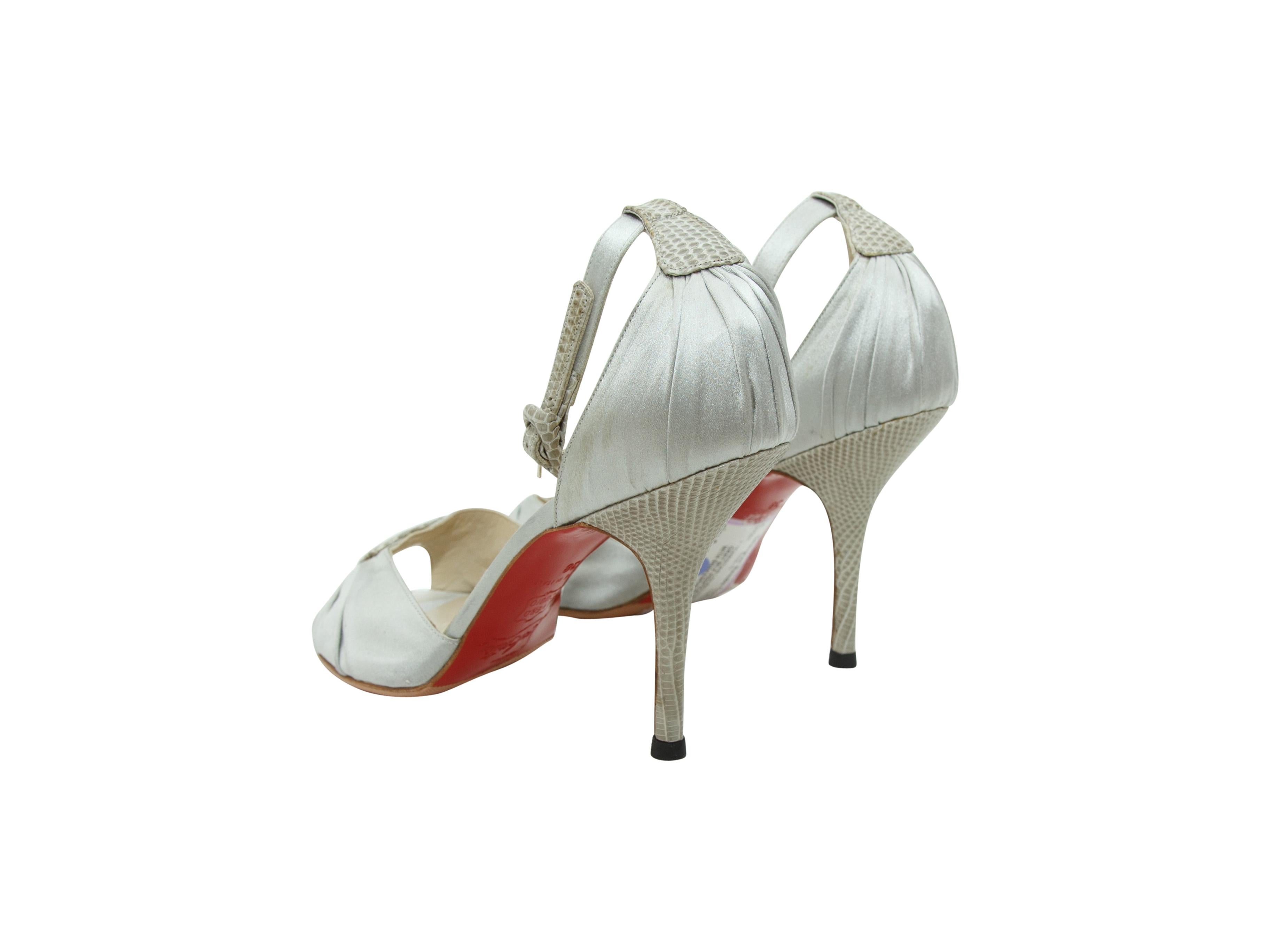 Christian Louboutin Grey Silk Sandals In Good Condition In New York, NY