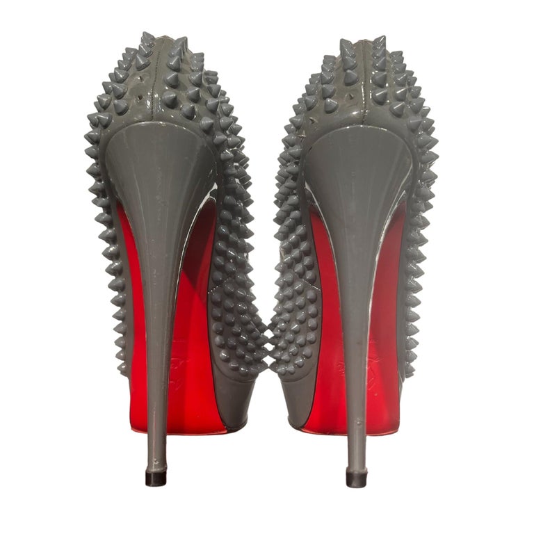 Christian Louboutin Grey Spike Heels (EU 39) For Sale at 1stDibs