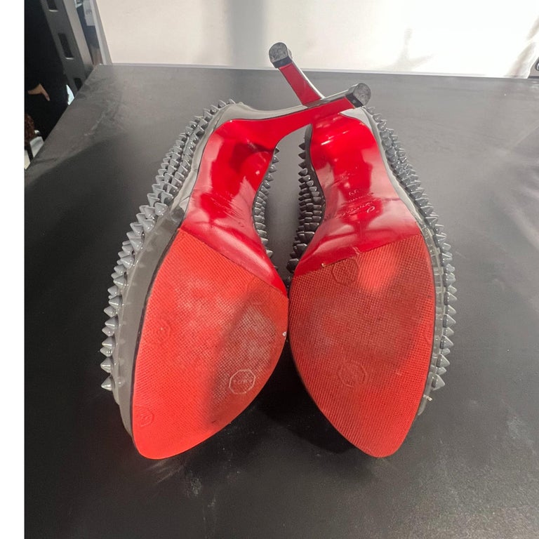 Christian Louboutin Grey Spike Heels (EU 39) For Sale at 1stDibs