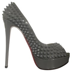 Christian Louboutin Black Spiked Lady Peeps - Ann's Fabulous Closeouts