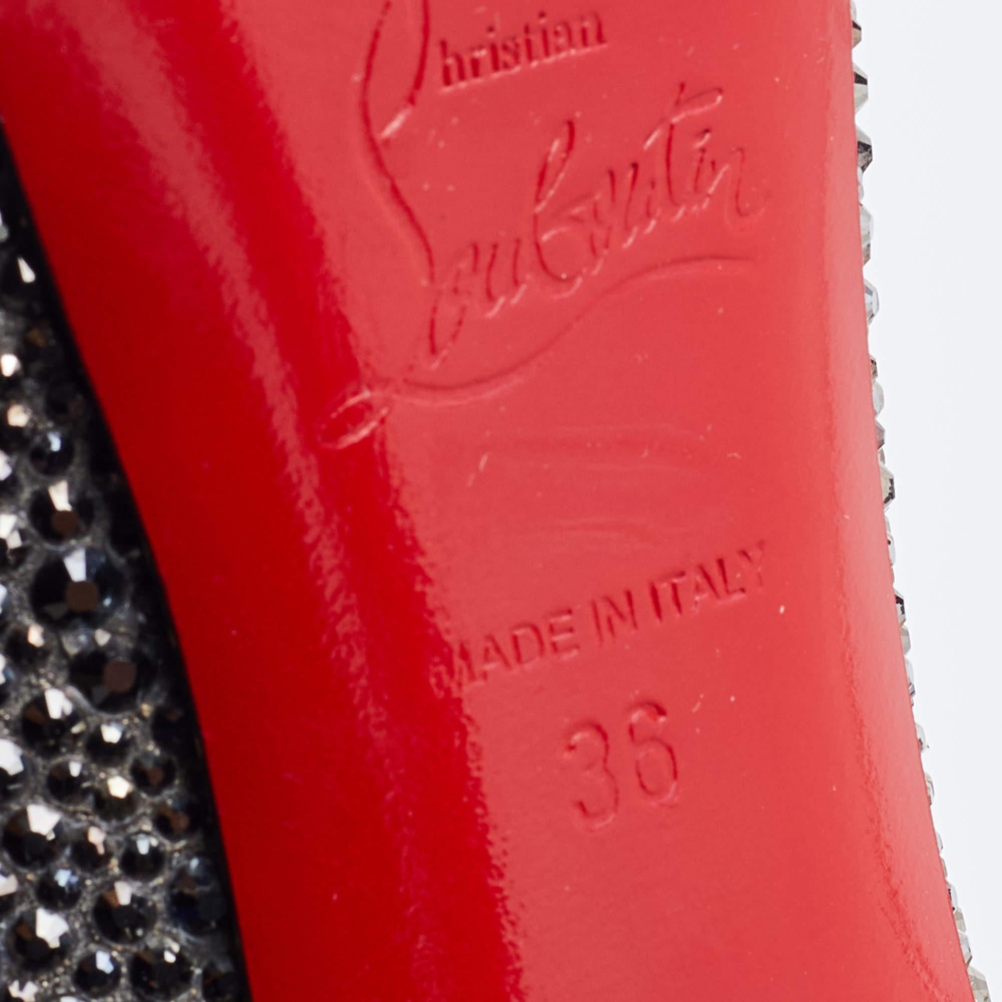 Christian Louboutin Grey Suede Crystal Embellished Very Riche Peep Toe Pumps 1