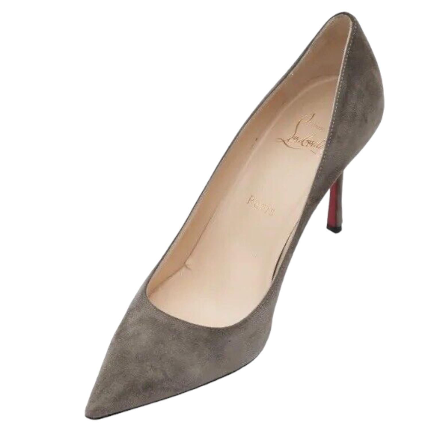 CHRISTIAN LOUBOUTIN Gris Ante Cuero PIGALLE 85mm Bombas Tacones Zapatos Sz 38 en Excelente estado para la venta en Hollywood, FL