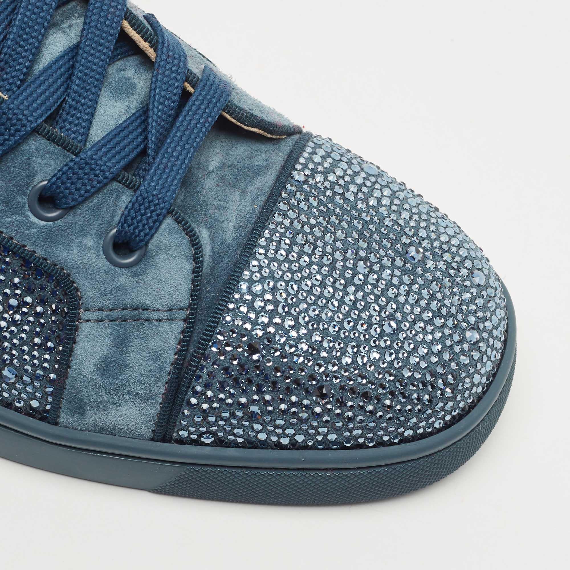 Christian Louboutin Grey Suede Louis Strass High Top Sneakers Size 41 1