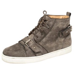 Christian Louboutin Grey Suede Nono Strap Reglisse High Top Sneakers Taille 44