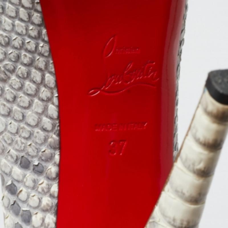 Christian Louboutin Gris/Blanco Pitón Altadama Peep Toe Plataforma Bombas Tamaño 37 en venta 1