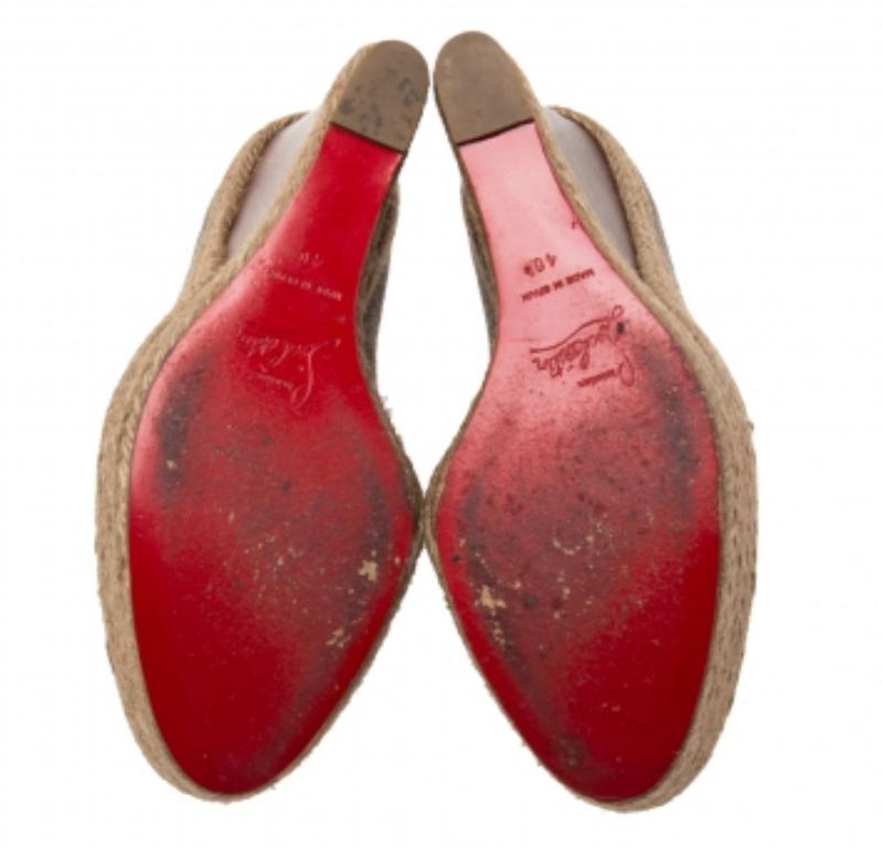 Christian Louboutin Grey Wool Deroba Espadrilles Wedge Sandals Size 40 For Sale 2