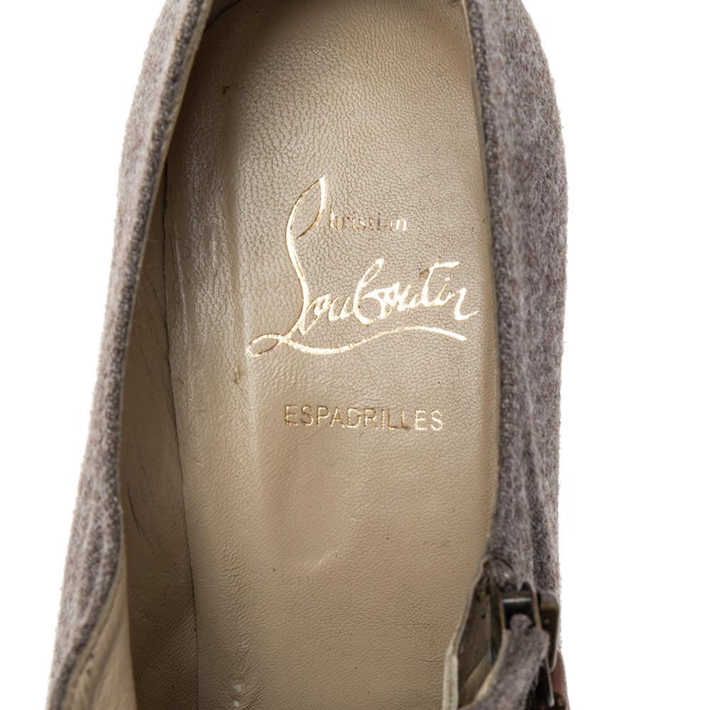 Christian Louboutin Grey Wool Deroba Espadrilles Wedge Sandals Size 40 For Sale 2