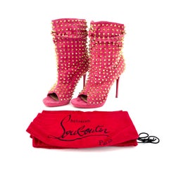 Christian Louboutin Guerilla 120 Pink Spike Peep Toe Boots Women’s 36.5 Shoes