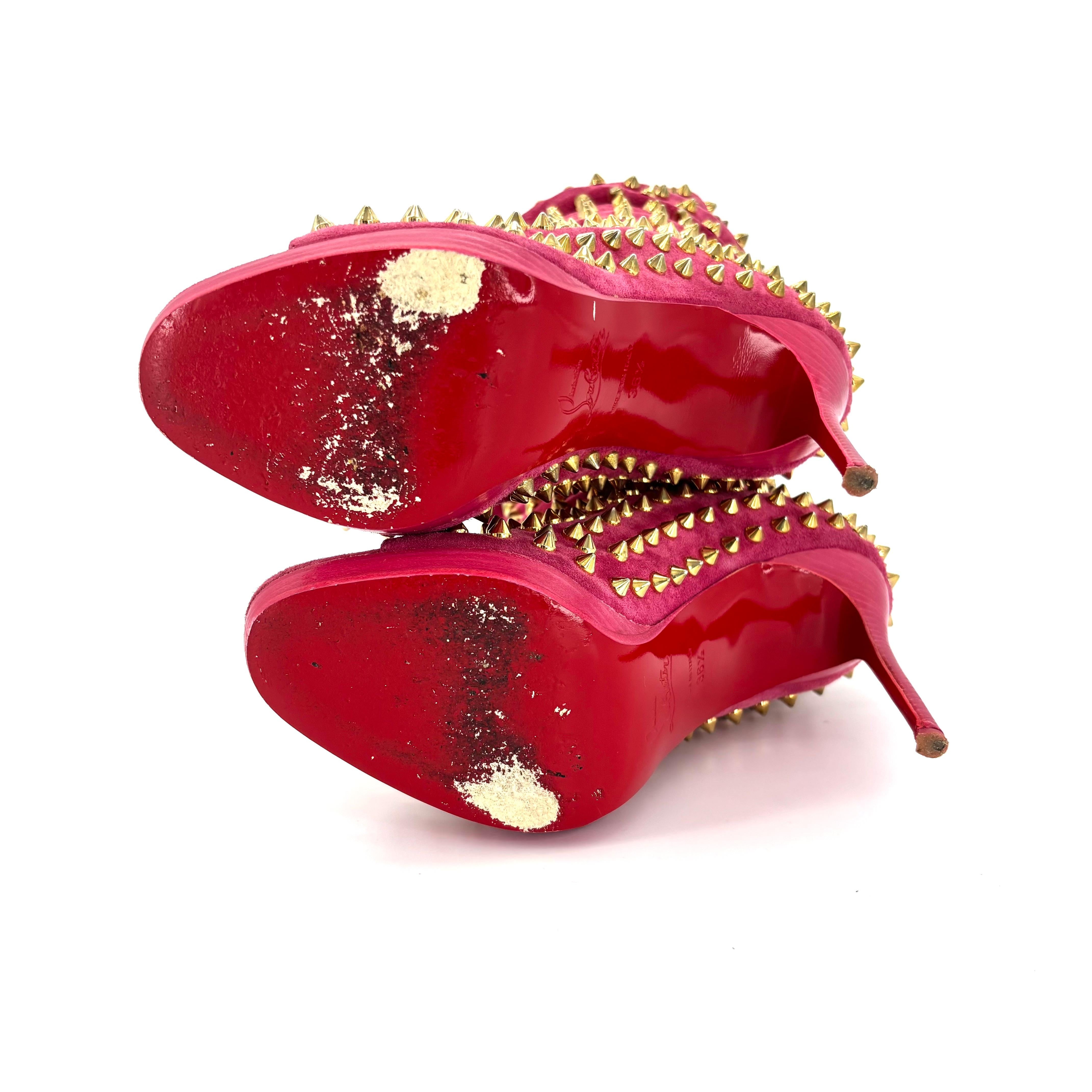 Christian Louboutin Guerilla 120 Rosa Pico Peep Toe Botas Zapatos Mujer 36.5 en venta 3