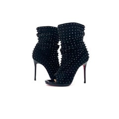 Christian Louboutin Guerilla 120 Spike Black Peep Toe Booty 39