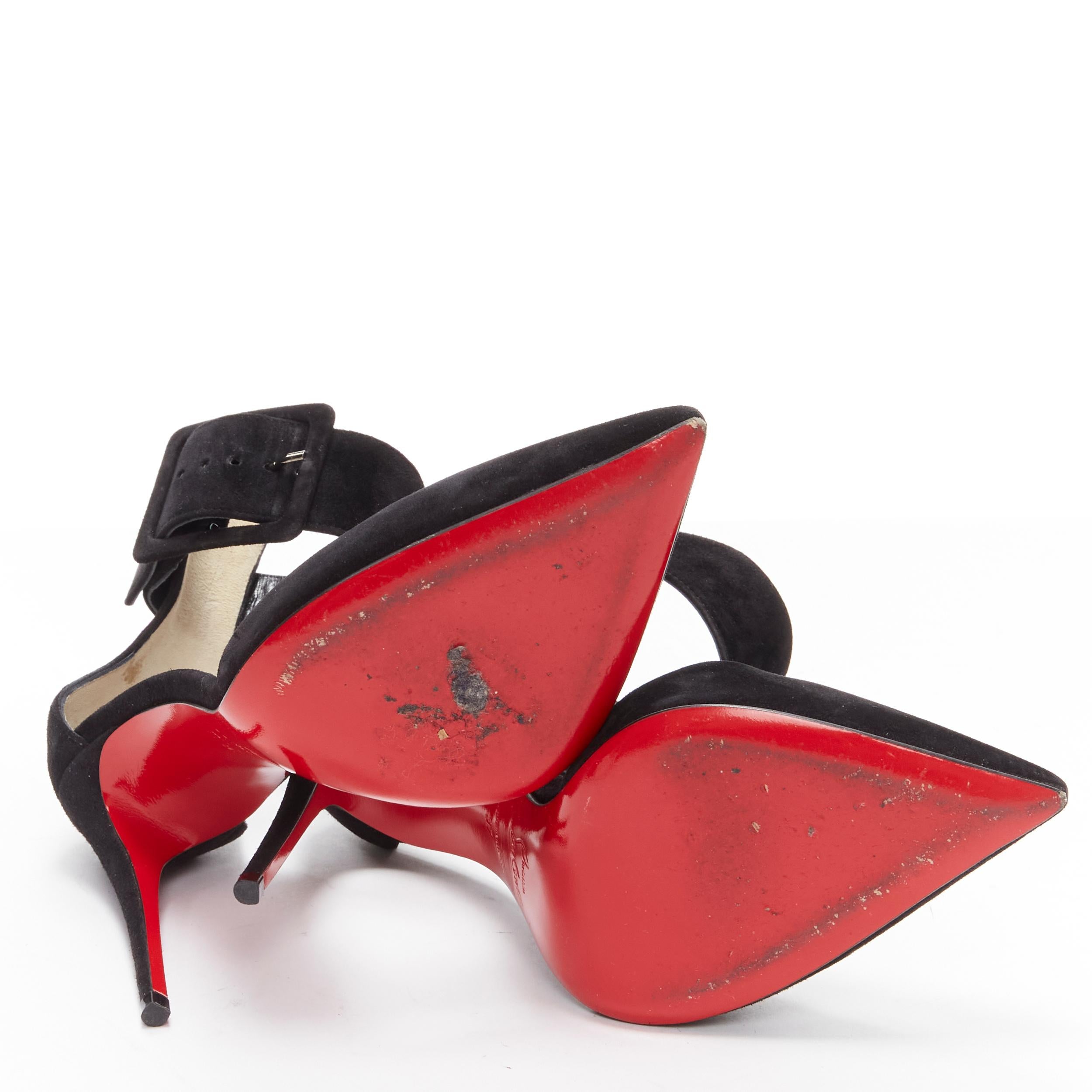 CHRISTIAN LOUBOUTIN Harler 100  suede big buckle ankle strap heel sandals EU37 6