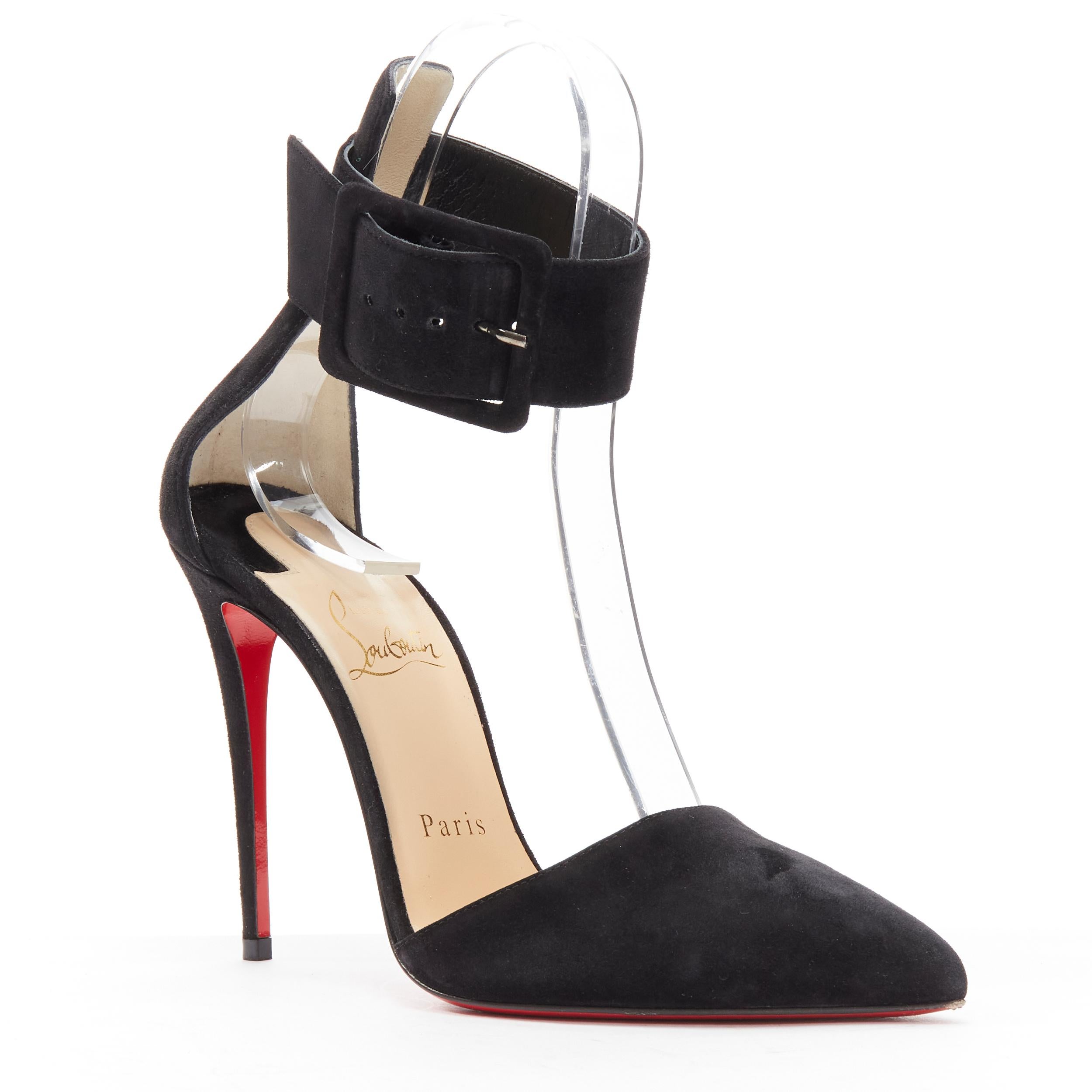 CHRISTIAN LOUBOUTIN Harler 100 black suede big buckle ankle strap heel sandals EU37
Reference: TGAS/D00166
Brand: Christian Louboutin
Model: Harler 100
Material: Suede
Color: Black
Pattern: Solid
Closure: Buckle
Lining: Nude Leather
Extra Details: