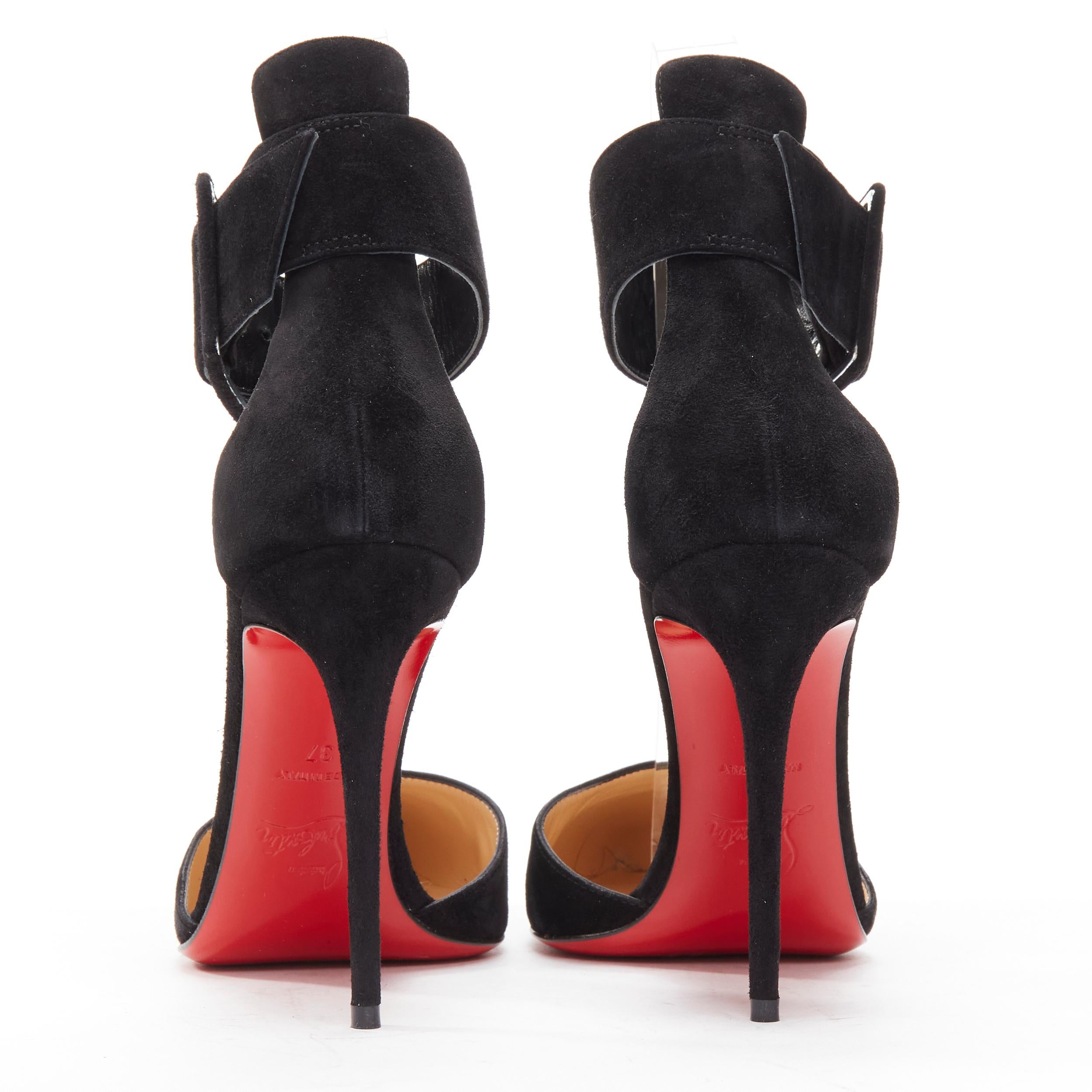 Women's CHRISTIAN LOUBOUTIN Harler 100  suede big buckle ankle strap heel sandals EU37
