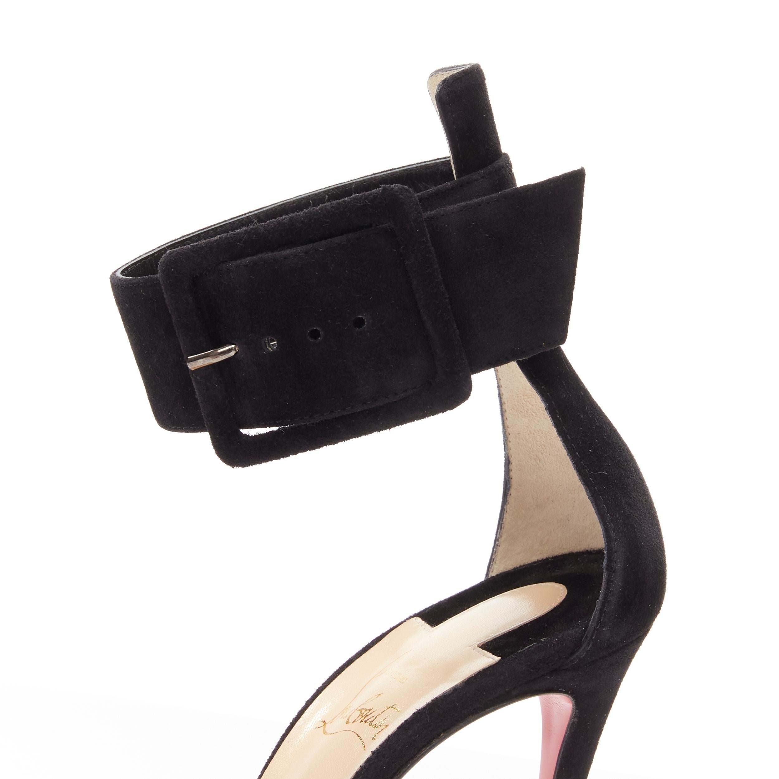 CHRISTIAN LOUBOUTIN Harler 100  suede big buckle ankle strap heel sandals EU37 3