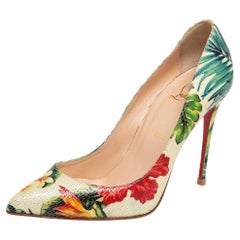 Christian Louboutin Hawaii Floral Print Leather Pigalle Follies Pumps Size 37.5