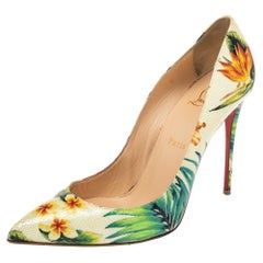 Christian Louboutin Hawaii Floral Print Leather Pigalle Follies Pumps Size 38.5