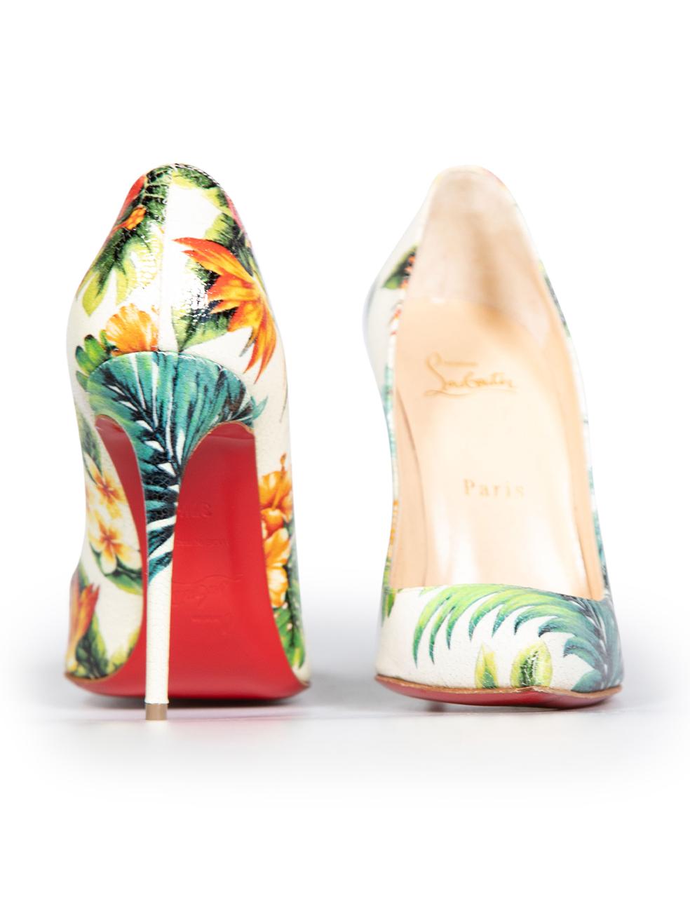 Christian Louboutin Hawaii Floral Print Pigalle Follies Pumps Size IT 37.5 In Good Condition For Sale In London, GB