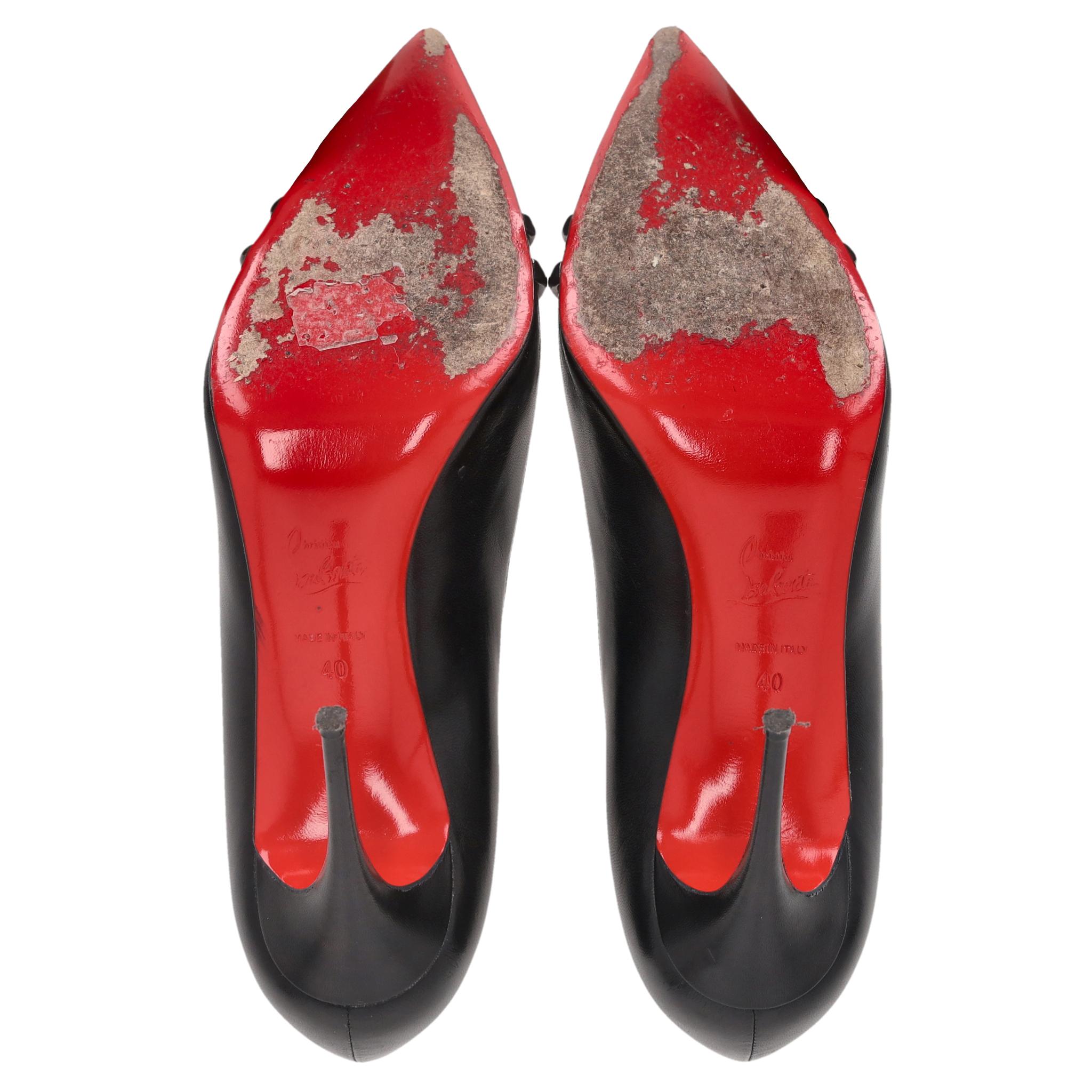 Tacchi Christian Louboutin con punta in vernice con stampa leopardo in vendita 1