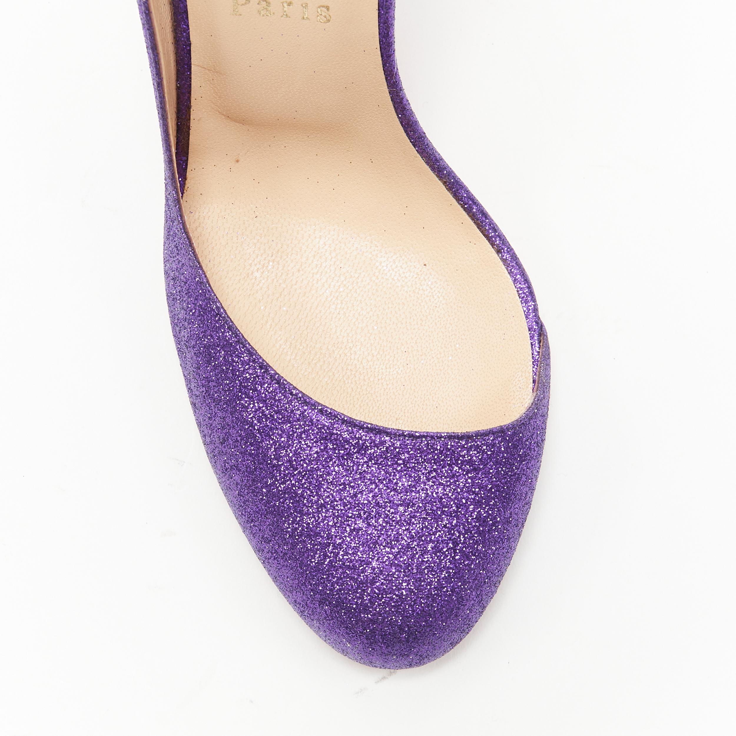 CHRISTIAN LOUBOUTIN Helmour purple glitter round toe dorsay high heel  EU37.5 In Excellent Condition For Sale In Hong Kong, NT