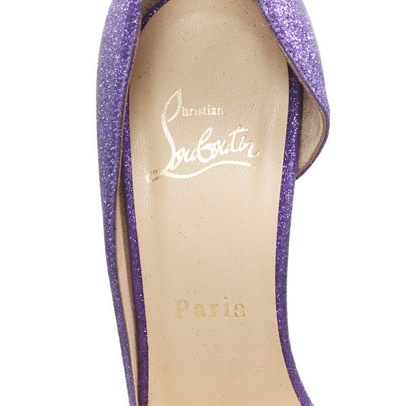 CHRISTIAN LOUBOUTIN Helmour purple glitter round toe half dorsay pump EU37.5 For Sale 5