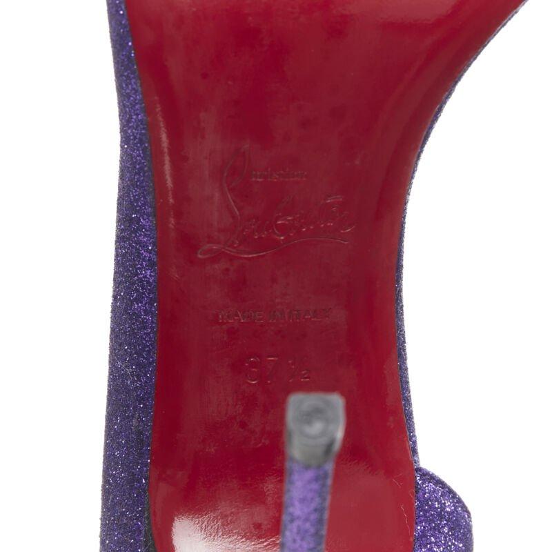 CHRISTIAN LOUBOUTIN Helmour purple glitter round toe half dorsay pump EU37.5 For Sale 6