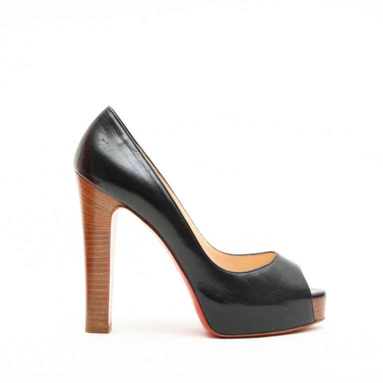 CHRISTIAN LOUBOUTIN High Heels Sandals in Black Lambskin Size 38FR For Sale at 1stDibs