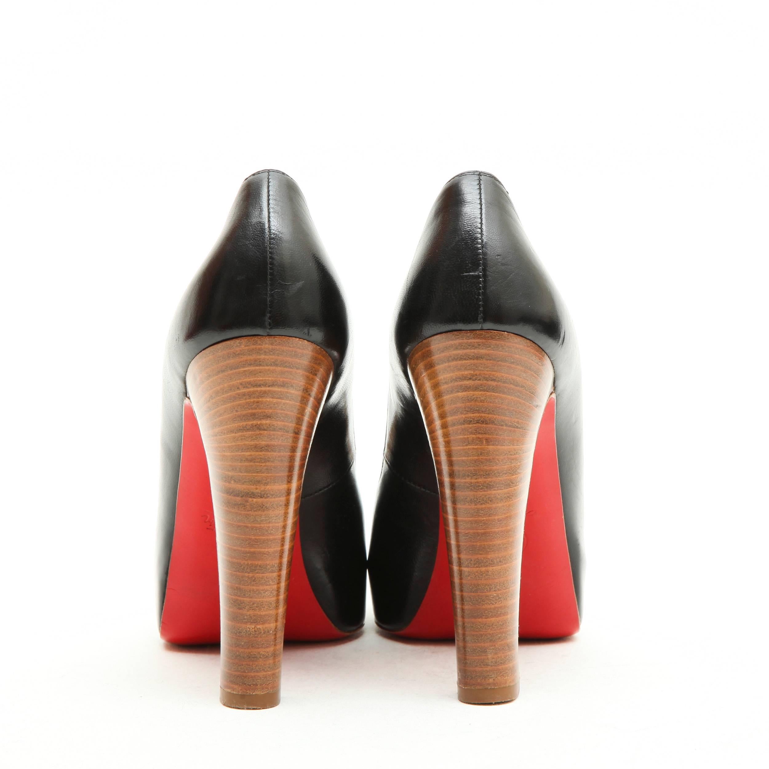 black wooden heels