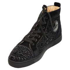 CHRISTIAN LOUBOUTIN High Top Men's Sneakers LOUIS ORLATO Black Velvet 40.5
