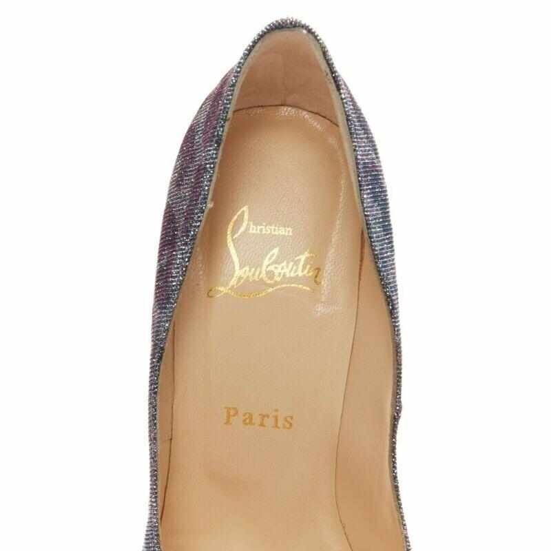 CHRISTIAN LOUBOUTIN Highness 160 blu zoppo leopardato peep toe platform EU38 in vendita 5