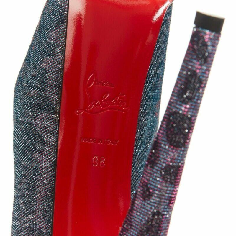 CHRISTIAN LOUBOUTIN Highness 160 blu zoppo leopardato peep toe platform EU38 in vendita 6