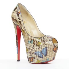 CHRISTIAN LOUBOUTIN Highness 160 natural scaled leather platform heels EU36.5