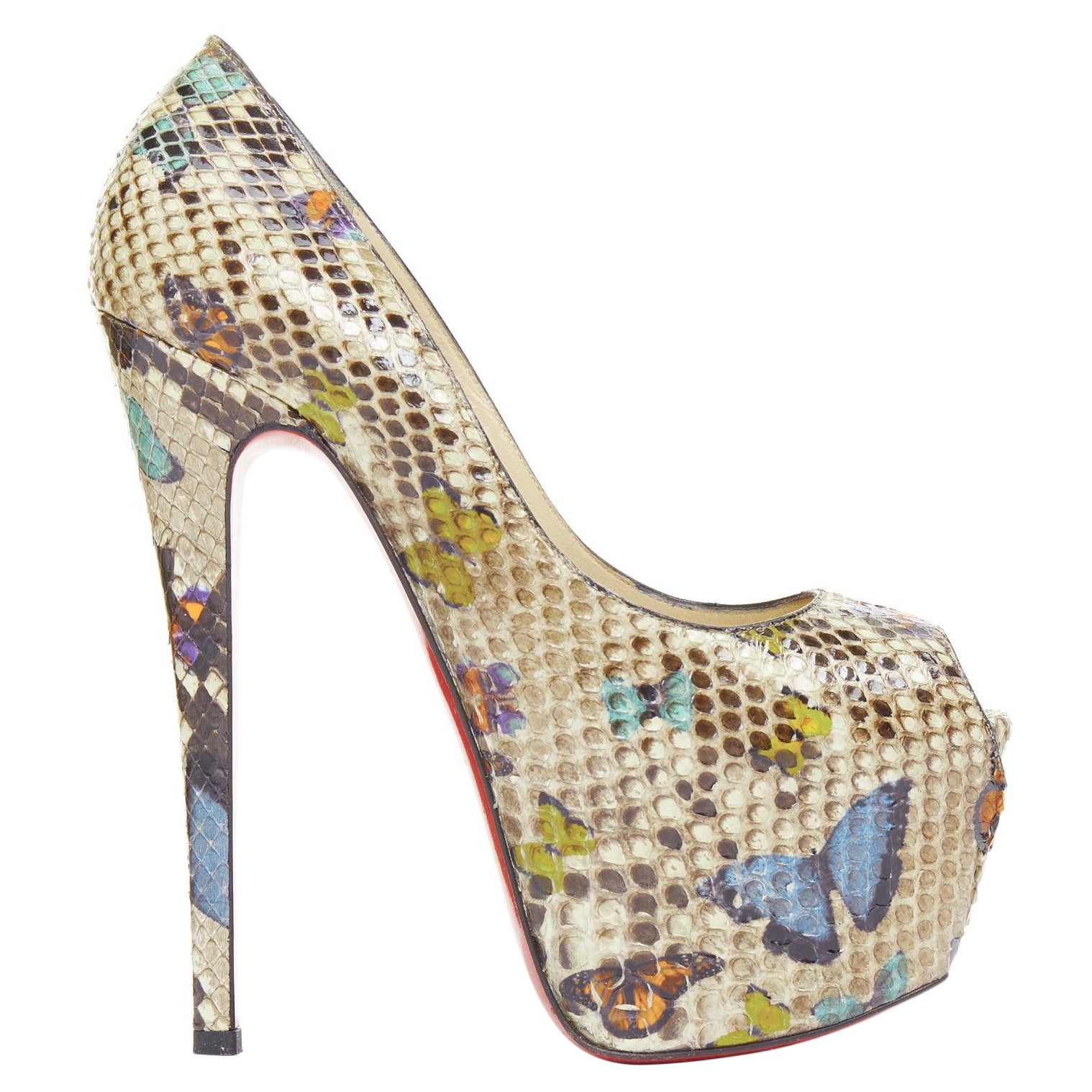 CHRISTIAN LOUBOUTIN Talons compensés en cuir naturel écaillé 160 EU36.5