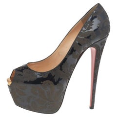 Christian Louboutin Highness Arabesque Motif Peep Toe Platform Pumps Size 38.5