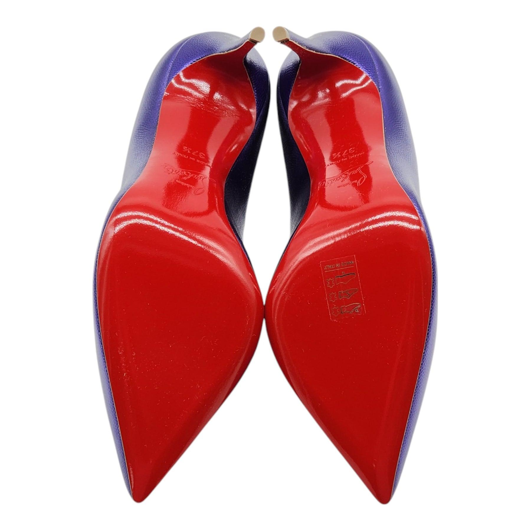 Women's Christian Louboutin Hot Chick Pumps Leather in Purple 37.5 For Sale