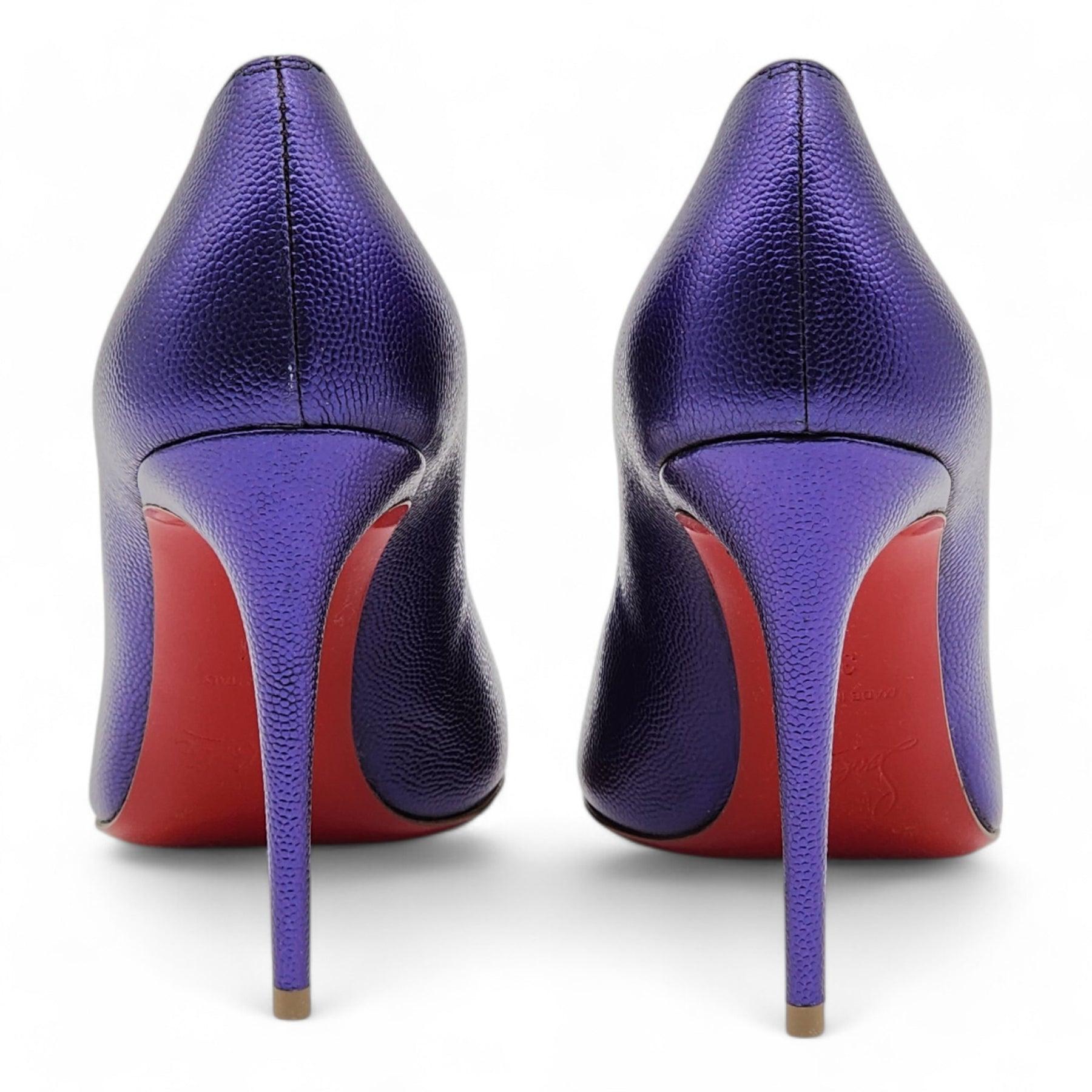 Christian Louboutin Hot Chick Pumps Leather in Purple In Excellent Condition For Sale In Los Angeles, CA