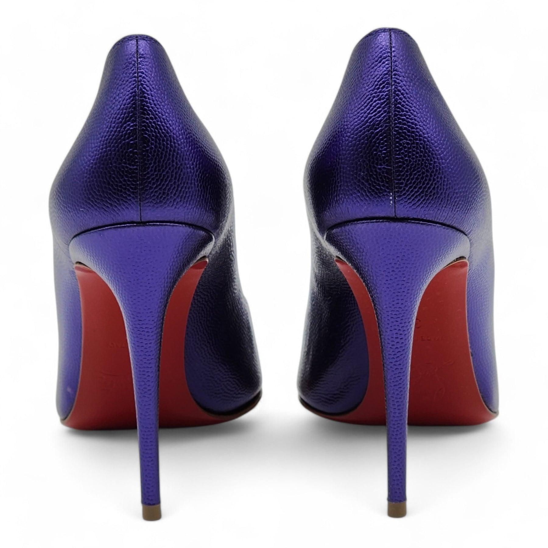 Christian Louboutin Hot Chick Pumps Leather in Purple Size 34 In Excellent Condition For Sale In Los Angeles, CA