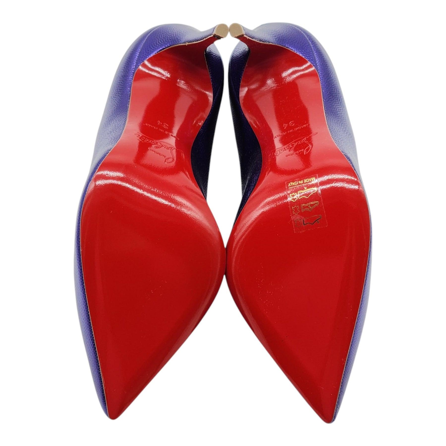 Women's Christian Louboutin Hot Chick Pumps Leather in Purple Size 34 For Sale
