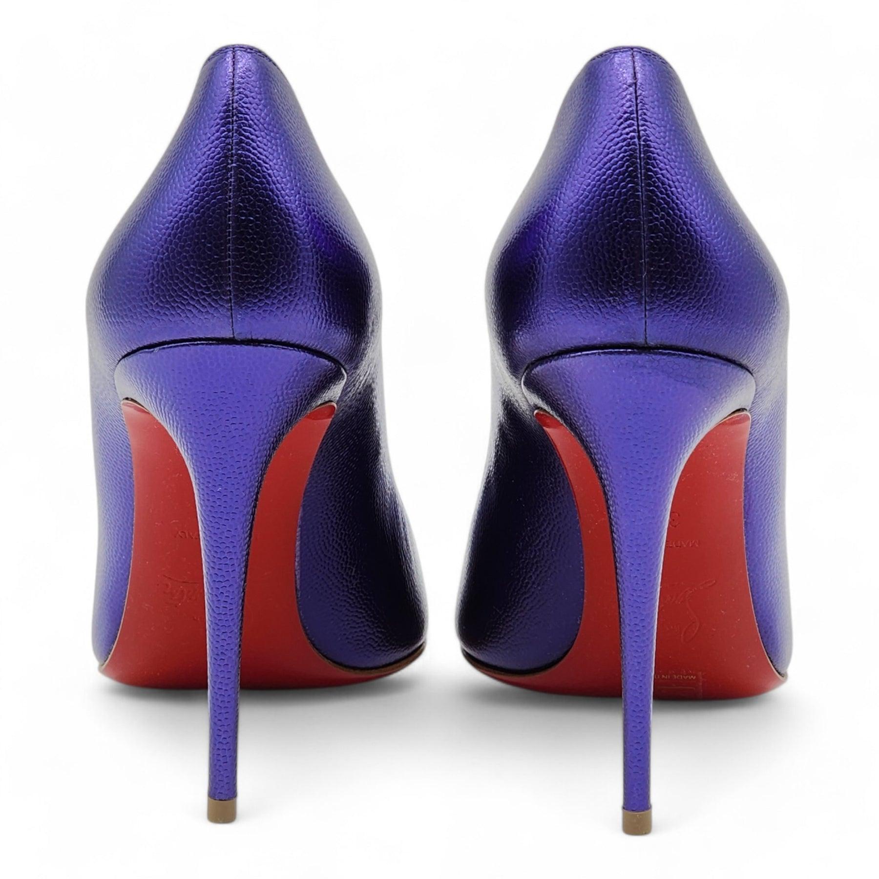 Christian Louboutin Hot Chick Pumps Leather in Purple Size 36.5 In Excellent Condition For Sale In Los Angeles, CA