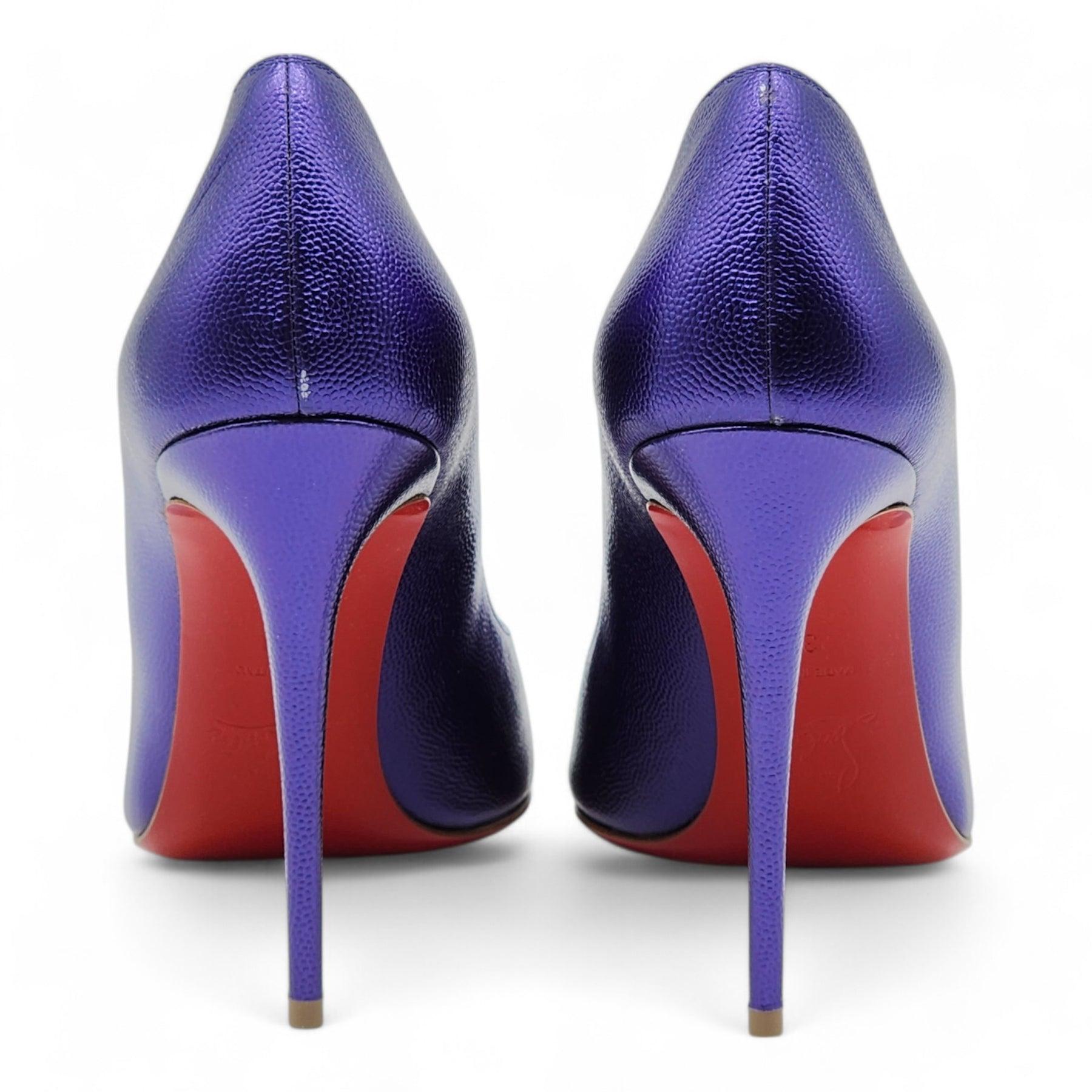 Christian Louboutin Hot Chick Pumps Leather in Purple Size 38 In Excellent Condition For Sale In Los Angeles, CA