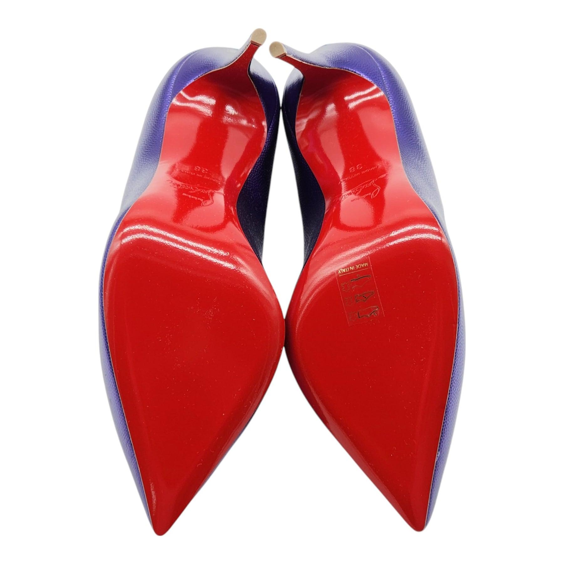 Women's Christian Louboutin Hot Chick Pumps Leather in Purple Size 38 For Sale