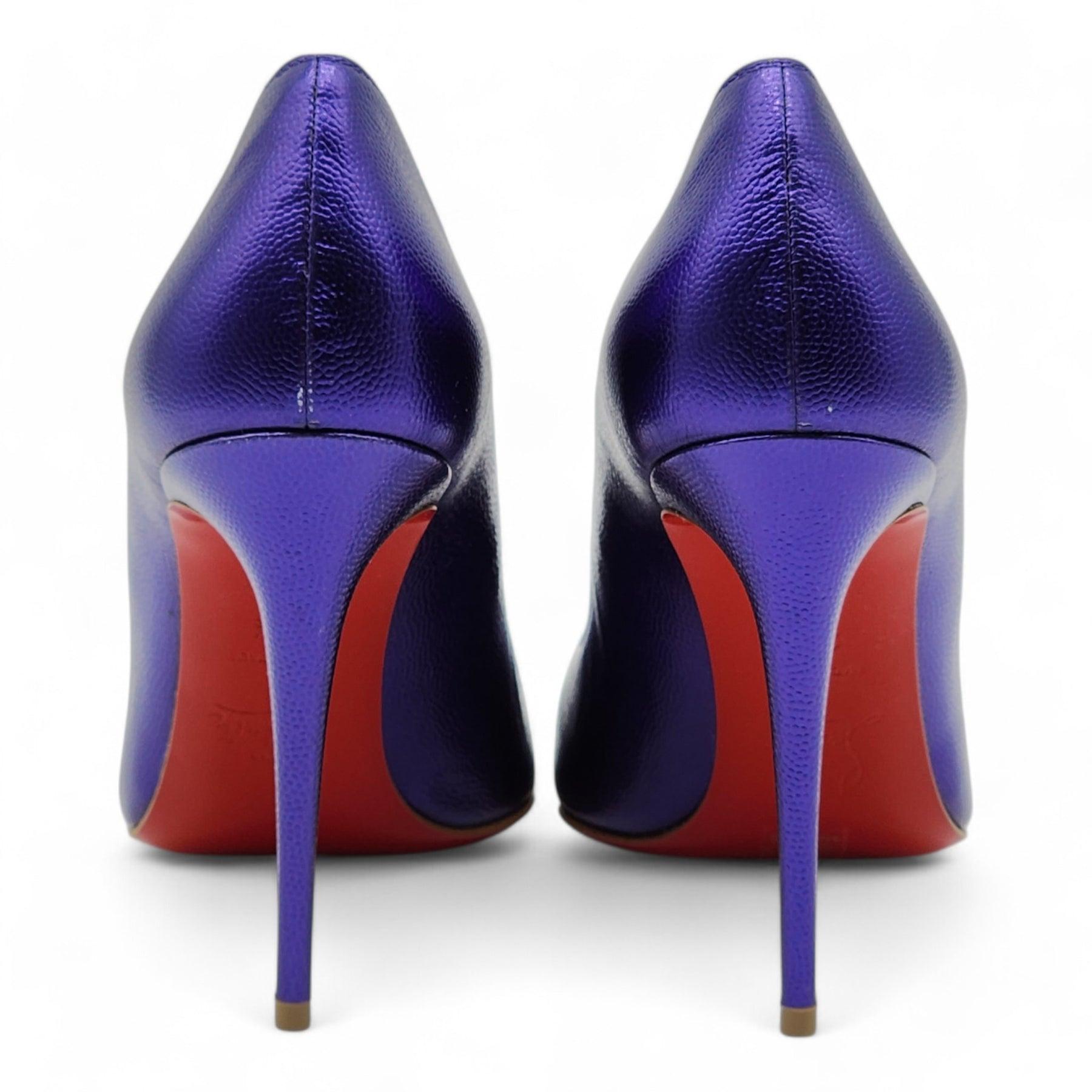 Christian Louboutin Hot Chick Pumps Leather in Purple Size In Excellent Condition For Sale In Los Angeles, CA