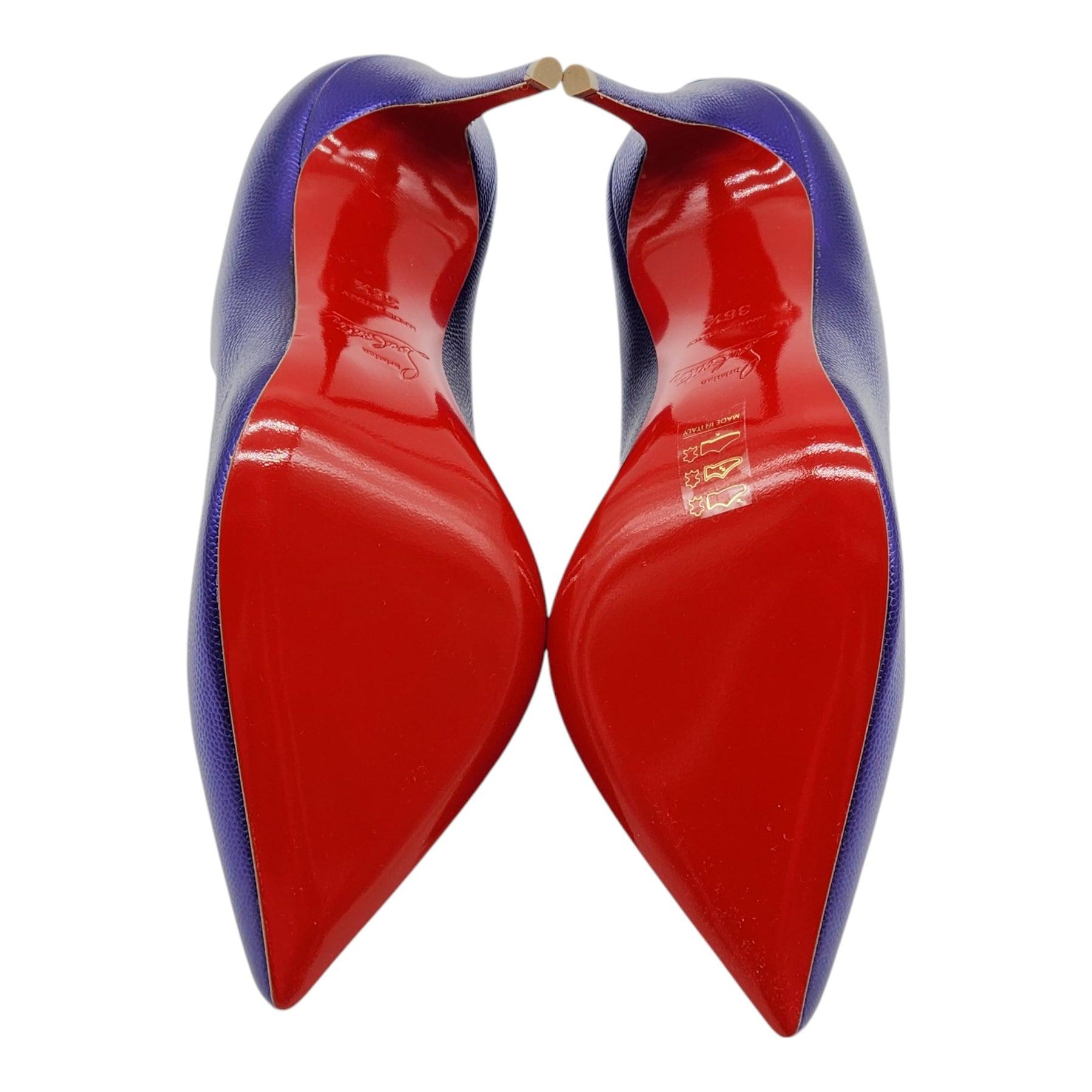 Women's Christian Louboutin Hot Chick Pumps Leather in Purple Size For Sale