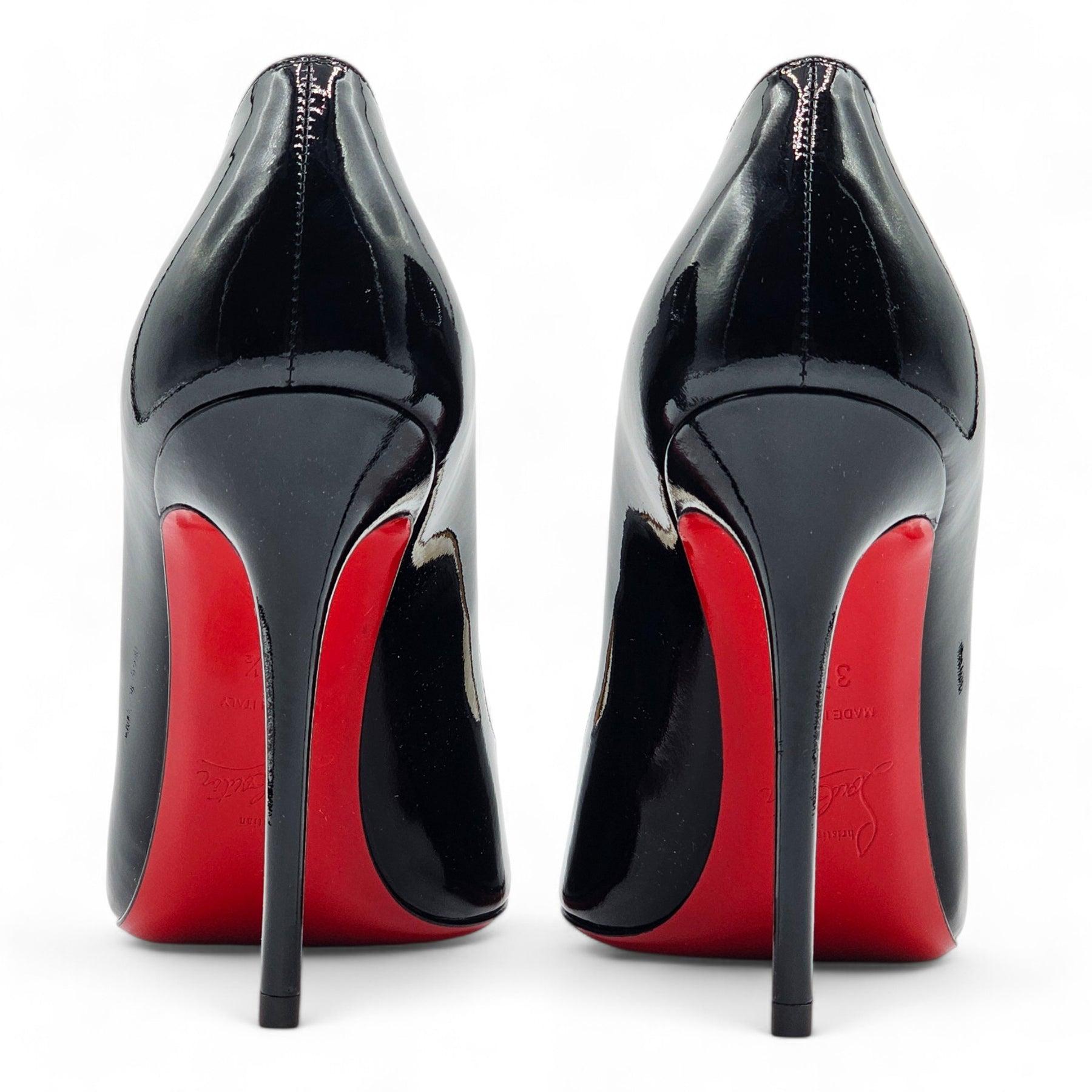 Christian Louboutin Hot Chick Pumps Patent Leather in Black In Excellent Condition For Sale In Los Angeles, CA