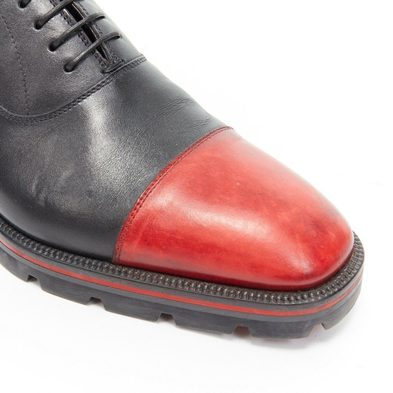 CHRISTIAN LOUBOUTIN Hubertus red toe rubber lug sole oxford shoes EU41.5 2