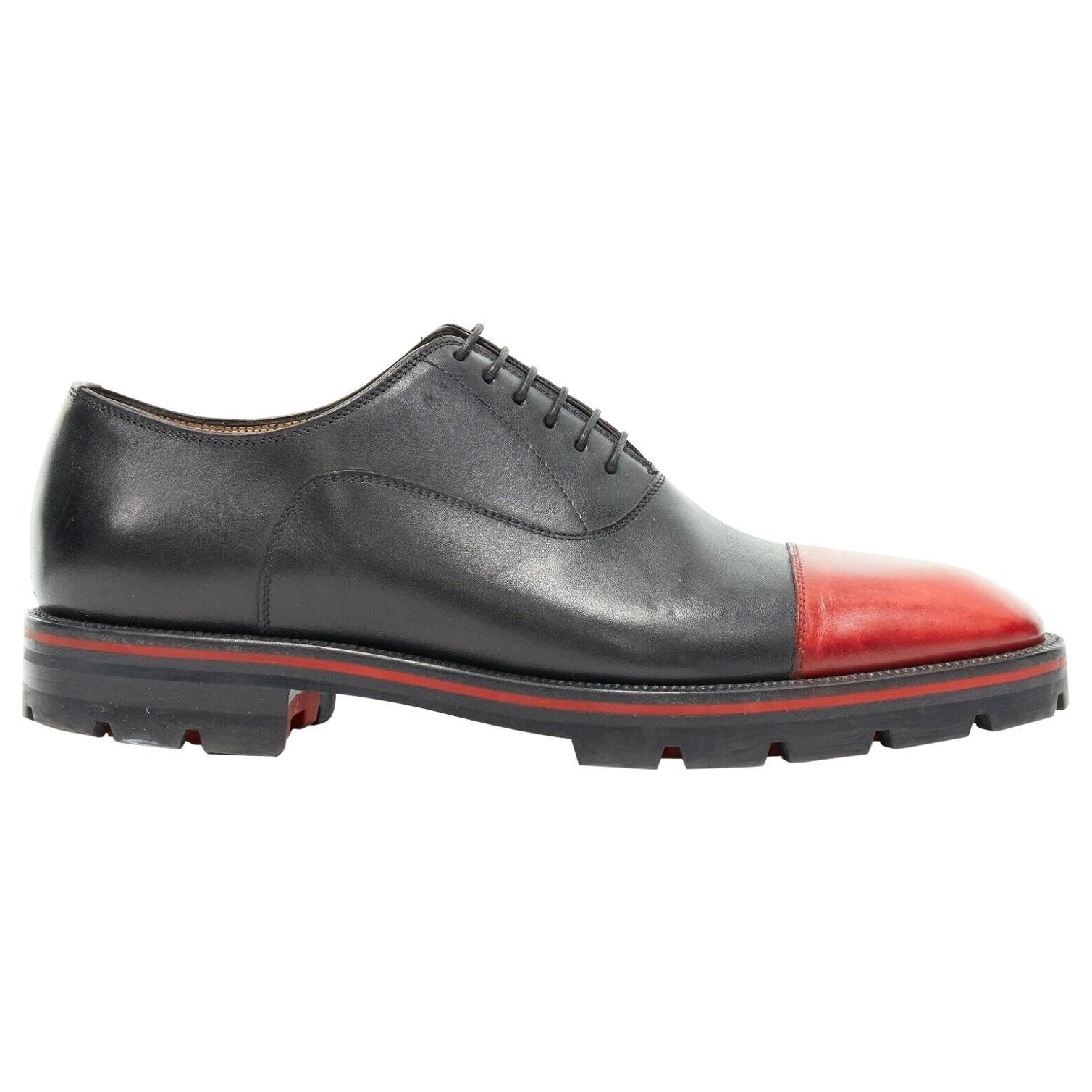 CHRISTIAN LOUBOUTIN Hubertus red toe rubber lug sole oxford shoes EU41.5
