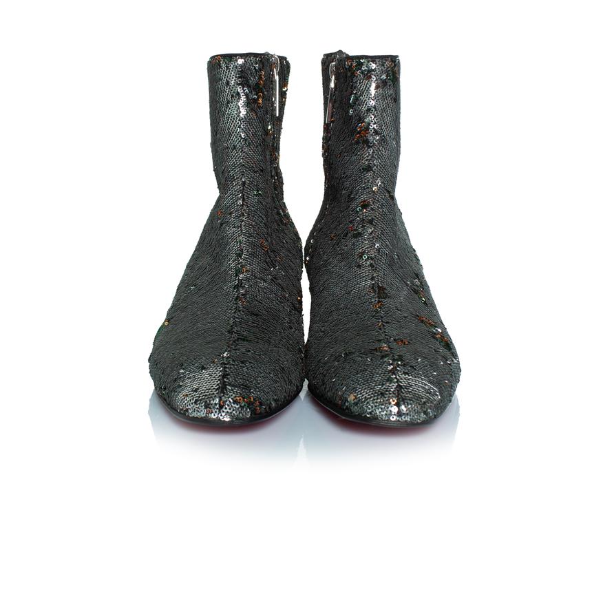 De los hombres Christian Louboutin, botas Huston glitter en plata en venta