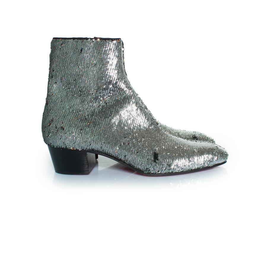 Christian Louboutin, botas Huston glitter en plata en venta 1